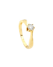 Złoty pierścionek zaręczynowy z brylantem - pr. 585