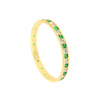 Złoty pierścionek z biało - zielonymi cyrkoniami - pr.585