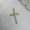 Złota zawieszka krzyżyk z białym Jezusem - pr. 585