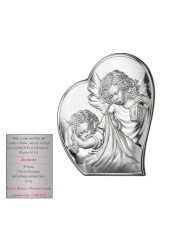 Obrazek srebrny Aniołek w sercu - 16 x 19,5 cm