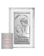 Obrazek Srebrny Pierwsza Komunia Święta Chłopiec 15,5 x 25 cm