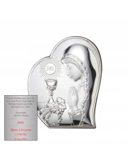 Obrazek srebrny I Komunia Święta Dziewczynki w sercu - 9 x 11 cm 