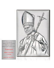 Obrazek srebrny Papież Jan Paweł II - 13 x 18 cm
