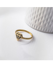 Złoty pierścionek diament z czarnymi kamieniami - pr. 585