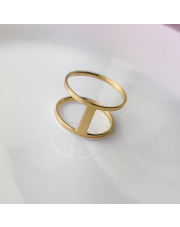 Złoty pierścionek podwójna obrączka - pr. 585