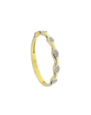Złoty pierścionek obrączka z białymi kamieniami - pr. 585