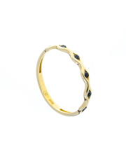 Złoty pierścionek obrączka z czarnymi kamieniami - pr. 585