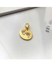 Złota zawieszka Charms blaszka ze stópkami pr. 585