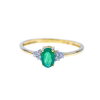 Złoty pierścionek z zielonym kamieniem i cyrkoniami - pr.585