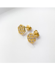 Złote kolczyki sztyfty sześciokąt pr. 585