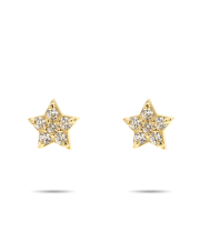 Złote kolczyki sztyfty gwiazdki z cyrkoniami pr. 585