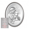 Obraz srebrny Pamiątka pierwszej komunii św. Chłopiec Owal - 10 x13 cm