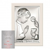 Obrazek srebrny Komunia Święta Chłopiec Na białym drewnie 11 x 15cm
