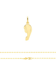 Komplet złoty - zawieszka profil Matki Boskiej i łańcuszek splot fantazyjny - pr.585