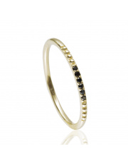 Złoty pierścionek - cyrkonie białe i czarne - pr.585