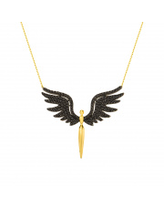Złota celebrytka - anioł z czarnymi cyrkoniami - pr. 585
