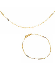 Komplet złoty - łańcuszek i bransoletka - splot spinacze - pr.585