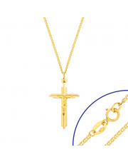 Komplet złoty - Złoty krzyżyk i łańcuszek marinero 45 cm - pr.585