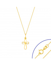 Komplet złoty - Złoty krzyżyk i łańcuszek ankier 50cm - pr.585