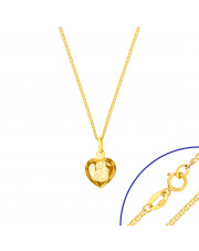 Komplet złoty - Medalik serduszko i łańcuszek marinero 45cm -  pr.585