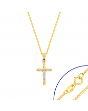 Komplet złoty - krzyżyk katolicki i łańcuszek marinero 45 cm - pr.585
