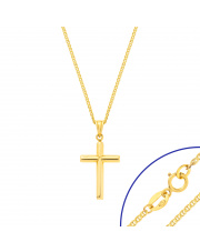 Komplet złoty - Katolicki krzyżyk i łańcuszek Marinero 45cm - pr.585