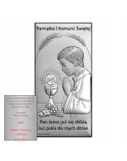 Obrazek Srebrny Pierwsza Komunia Święta Chłopiec 10 x 20 cm