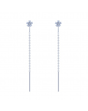 Srebrne kolczyki z kwiatkiem i pałeczką - pr. 925