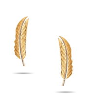 Złote kolczyki nausznice Piórko - pr.585