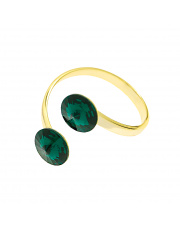 Pozłacany pierścionek z dwiema zielonymi cyrkoniami - pr. 925