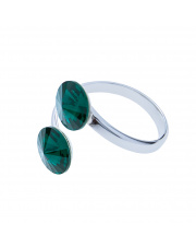 Srebrny pierścionek z dwiema zielonymi cyrkoniami - pr. 925