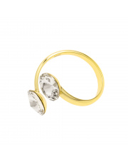 Pozłacany pierścionek z dwiema białymi cyrkoniami - pr. 925