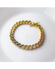 Pozłacana bransoletka Pancerka z kamieniami 18 cm - pr. 925