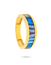 Złoty pierścionek z niebieskimi kamieniami - pr.585