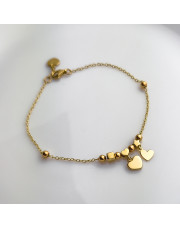 Złota bransoletka z dwoma sercami - pr. 585