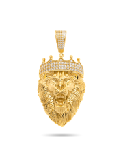 Złota zawieszka głowa lwa w koronie - pr. 585