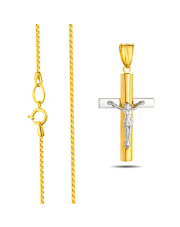 Komplet złoty - Złoty krzyżyk i łańcuszek Rollo 50 cm - pr.585