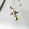 Złota zawieszka krzyżyk katolicki z białym złotem pr. 585