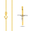 Komplet złoty - Złoty krzyżyk i łańcuszek pancerka 45 cm - pr.585