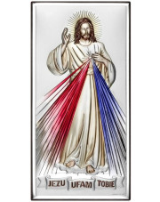 Obrazek srebrny Jezu Ufam Tobie - kolor - 6x12 cm