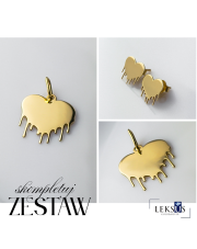 Złoty komplet - zawieszka i kolczyki serca - możliwość graweru - pr.585