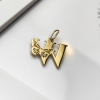 Złota zawieszka literka W z motylem - pr.585