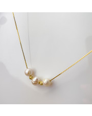 Złoty naszyjnik z 3 perełkami - 45cm - pr.585