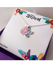 Srebrny łańcuszek z zawieszką emaliowaną STITCH & ANGEL 