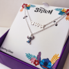 Srebrny podwójny łańcuszek z zawieszką emaliowaną STITCH OHANA 40 cm - pr.925