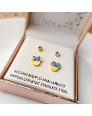 Zestaw kolczyków sztyfty Mickey Pozłacane Niebieski Kryształ - pr.316L