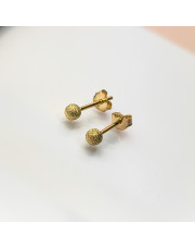 Złote kolczyki kulki piaskowane - śr. 2 mm - pr.585