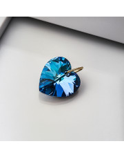 Złota zawieszka serce kryształ Bermude Blue Swarovski pr. 585