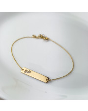 Złota bransoletka blaszka ze stópkami z możliwością graweru -  pr. 585