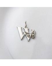 Srebrna zawieszka literka W z motylem - pr.925